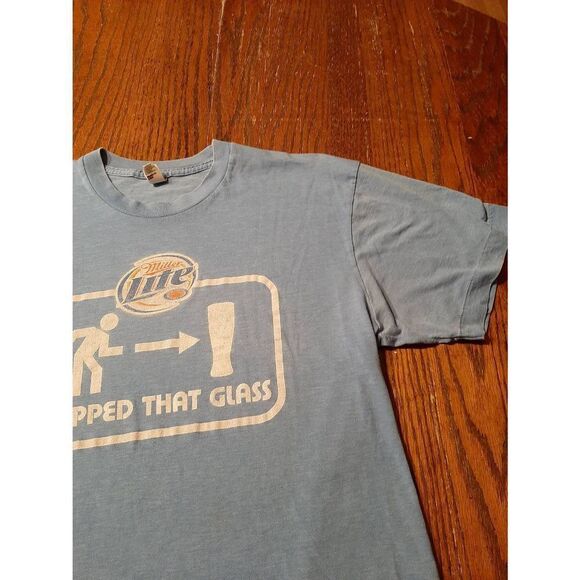 Medium American Apparel Miller Lite I Tapped That Glass Distressed Tee T-Shirt - Picture 3 of 3